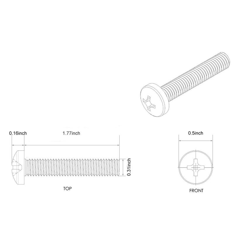 ZLYY M8-1.25 x 45mm 304 Stainless Steel Cross Phillips Machine Screw Bolt for Samsung KS8000 Series TV Wall Mount Bracket, Fully Threaded 25pcs - Image 2